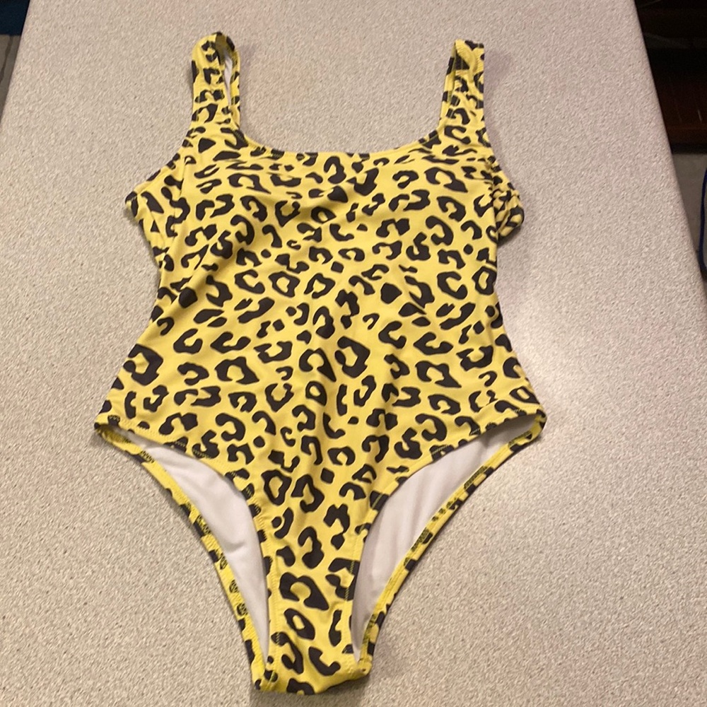 Yellow Animal Print One Piece Bathing Suit!